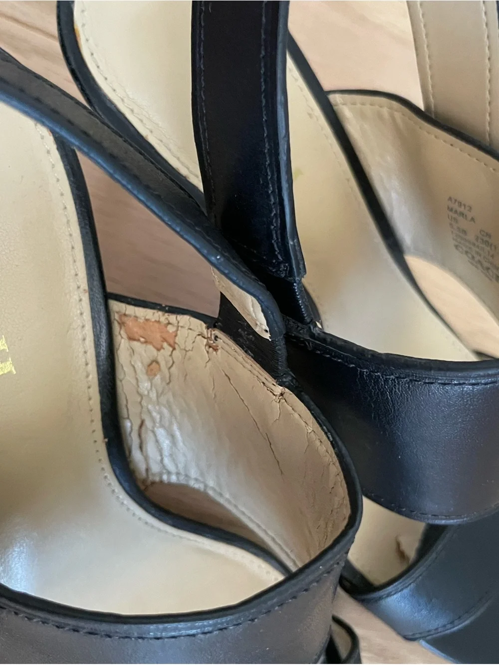 COACH Marla Black Leather Turnlock Slingback Sandals Sz 5.5 Designer Heels